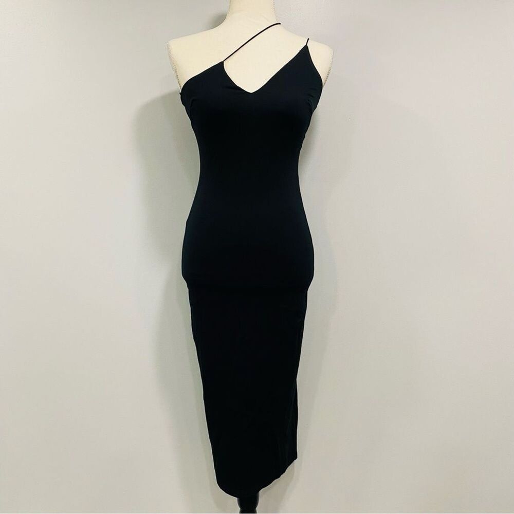 CUSHNIE x Target XXS Black Asymmetrical Off Shoulder Midi Dress Whimsigoth Edgy
